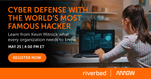 bridget_weir's tweet photo. @kevinmitnick has hacked the organizations that you would think are unhackable. Join us for a fun conversation with our security expert @VincentBerk. #cyberthreats are real and these guys will be getting real on 5/25. @riverbed https://t.co/niUbzz8RDA https://t.co/YEsutVZKKT