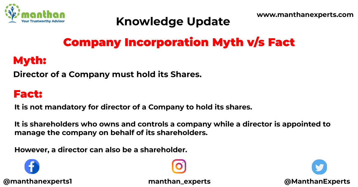 Knowledge Update:
Company Incorporation :- Myth vs Fact

#MCA #incorporation #IncorporationServices #PrivateLimited #company #companies #companyregistration #knowledge #updates #myth  #Facts #newpost #NewUpdate #MythAndFact