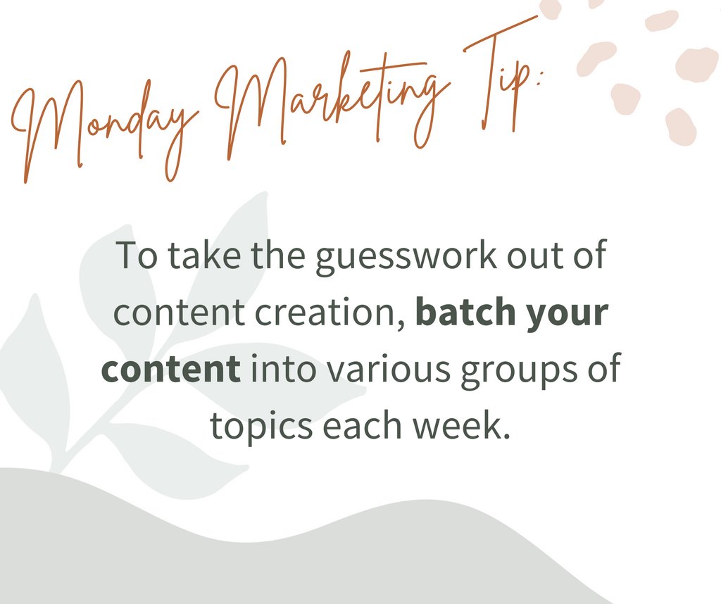 Leah_Rybak's tweet image. To make content creation easy, try batching your content into various topics each week.

You can further break things down by batching your weekly content into various types of posts each day of the week.

#contentcreation #batchcontent #marketingmadeeasy