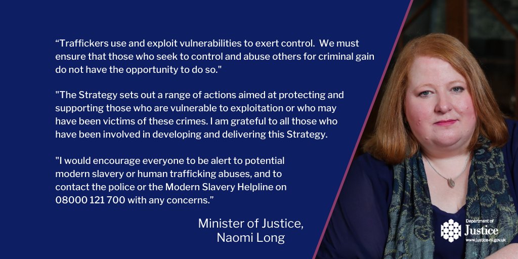 The 4th annual Modern Slavery &amp; Human Trafficking Strategy has been published today.

To find out more visit ➡️ justice-ni.gov.uk/news/northern-…