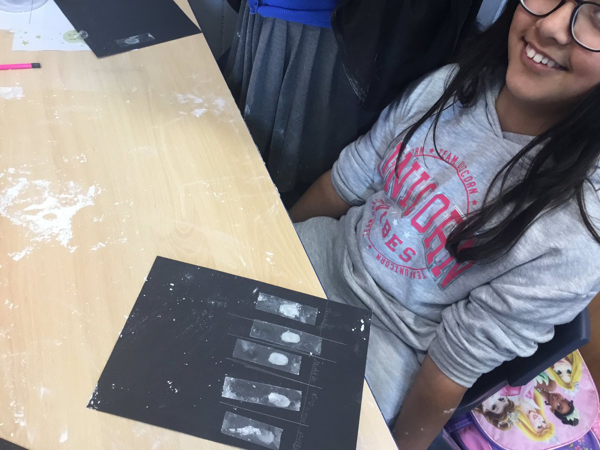nppschool's tweet photo. A fun start to STEAM week in year 5 - investigating fingerprints with cornflour. It did end up a bit messy though! #NPSTEM @CRESTAwards https://t.co/2NTDFoiEfe