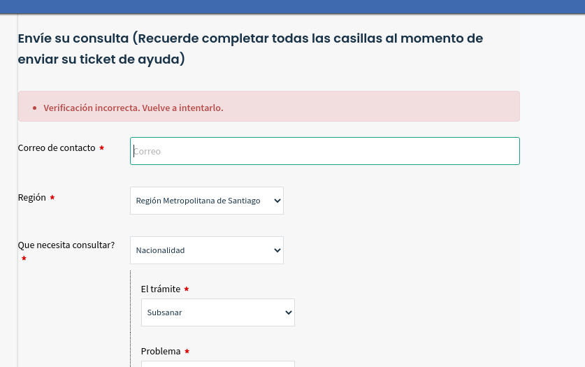 alriverarojas's tweet photo. @DptoExtranjeria al abrir nuevo ticket de ayuda me esta apareciendo el siguiente error de la imagen,  como puedo realizar una consulta ? https://t.co/XM0RhMl0Ii
