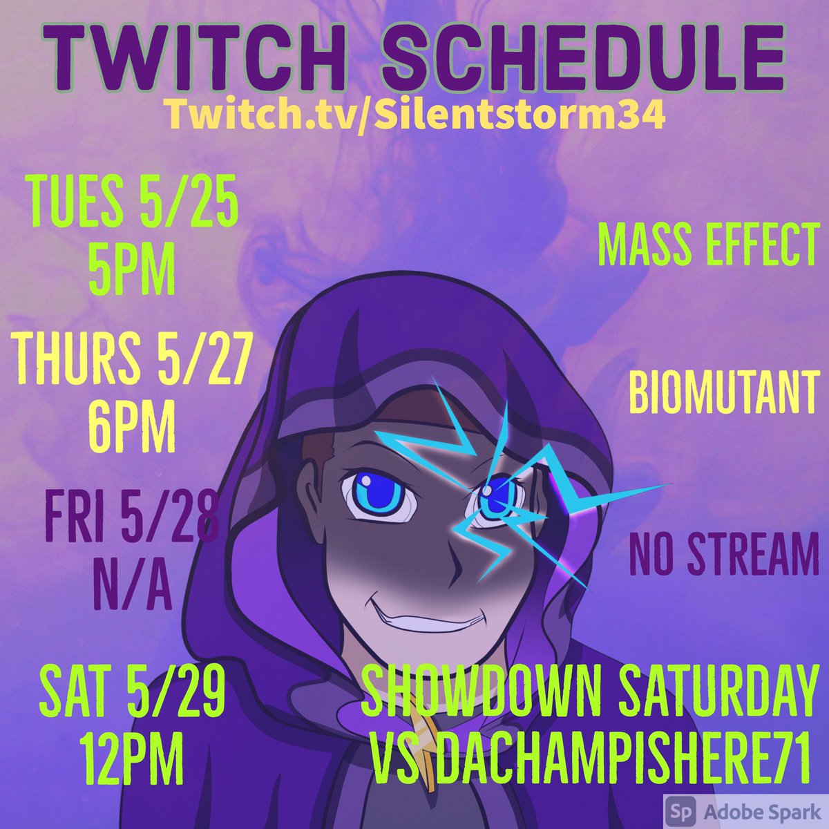 xSilentstorm34x's tweet photo. Excited for the streams this week! More @masseffect and then trying out the new game @Biomutant!!! Wrapping up the week with the 3rd installment of showdown Saturday!!! #twitch #lovethis #variety #MassEffect #Biomutant #stopby https://t.co/EKw0vLTxCi