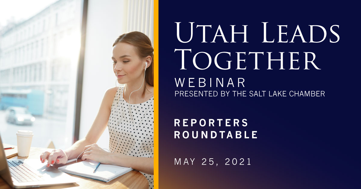 saltlakechamber's tweet photo. Join us today at 4PM for the Reporters Roundtable to hear from our panel (@deseretnews, @utahpolicy and @kslnewsradio) on Utah's business and development success, what they see now, what’s coming, and ways to improve our communities. https://t.co/aWRBZwpdZT #utecon https://t.co/q1b5kpiAbr