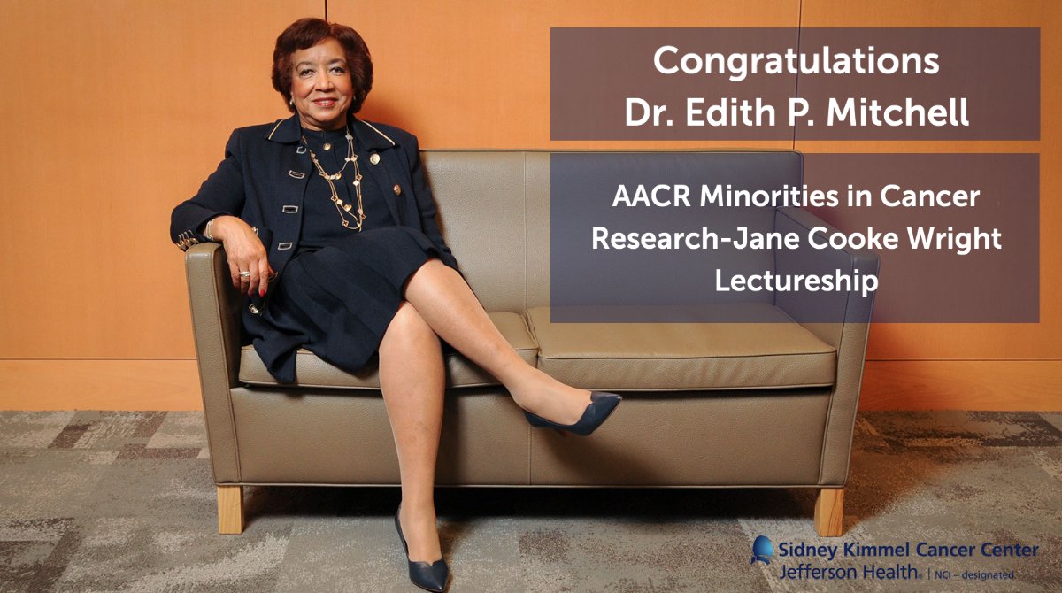 Congratulations to SKCC's @EdithMitchellMD, recipient of the 2021 @AACR Minorities in Cancer Research-Jane Cooke Wright Lectureship! Learn more and watch her lecture on demand: ow.ly/wehR50ETXxg @ResearchAtJeff #AACR21