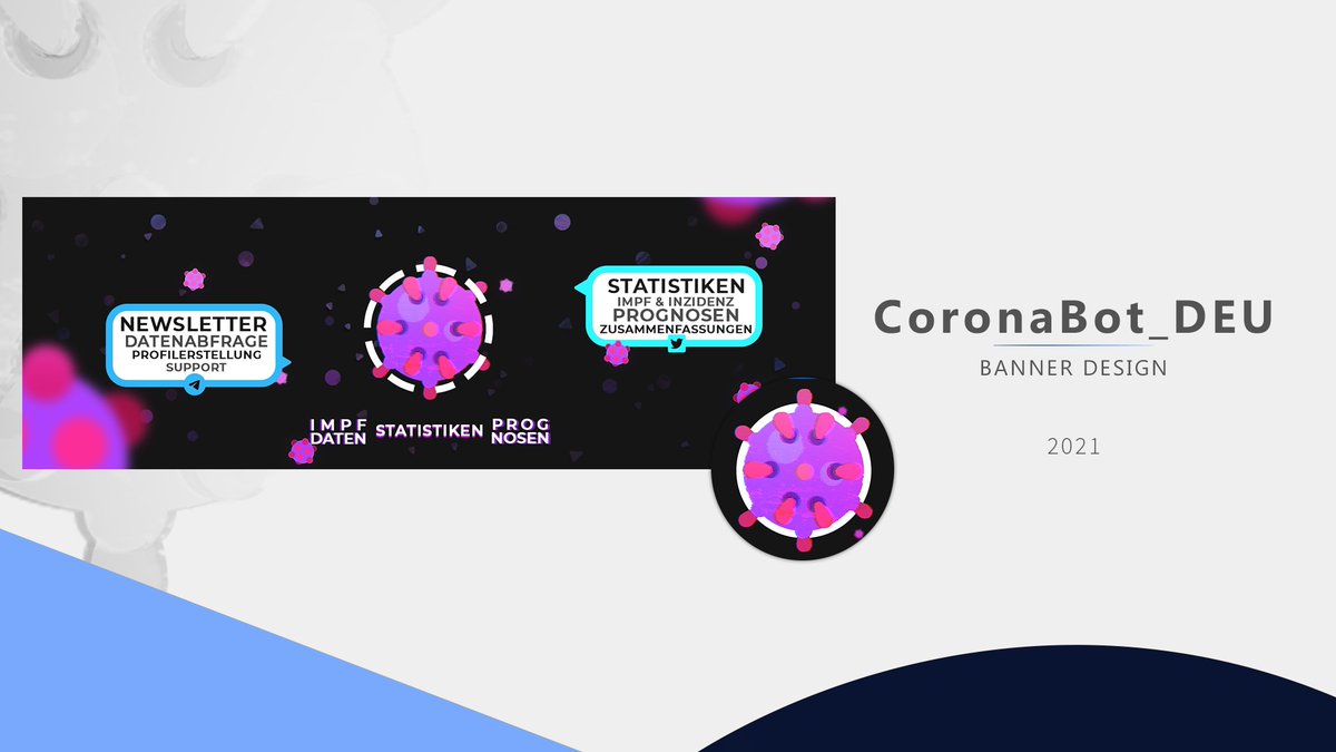 Banner Design \\ <a href="/CoronaBot_DEU/">CoronaBot Deutschland (Projekt beendet)</a> + <a href="/Toni2Go/">Toni 🪴</a>

The Design on behance: 
behance.net/gallery/107396…

Likes and Retweets are appreciated! <3