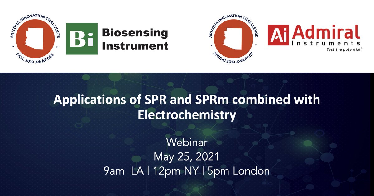 BiosensingIns's tweet image. @azcommerce&apos;s 2019 #arizonainnovationchallenge winners, @BiosensingIns and @Potentiostats join forces to bring a webinar to discuss novel and combined applications of #surfaceplasmon and #electrochemistry.  

Join us at #webinar tomorrow, May 25th here: my.demio.com/ref/Jsragm3vnG…
