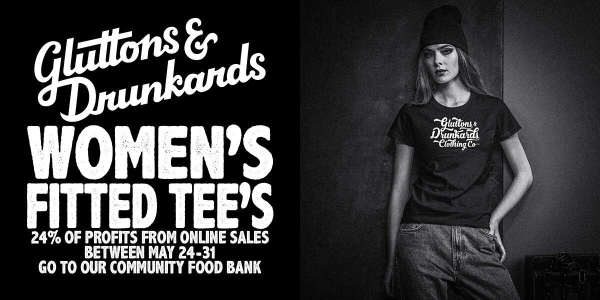 GandDtweets's tweet photo. Today is the day! Women’s fitted tees. Wicked cool! Visit our web store! For a limited time a percentage of profits support local food bank. #gluttonanddrunkards #foodiesofinstagram #foodies #food #drinks https://t.co/IncKU1VmJV