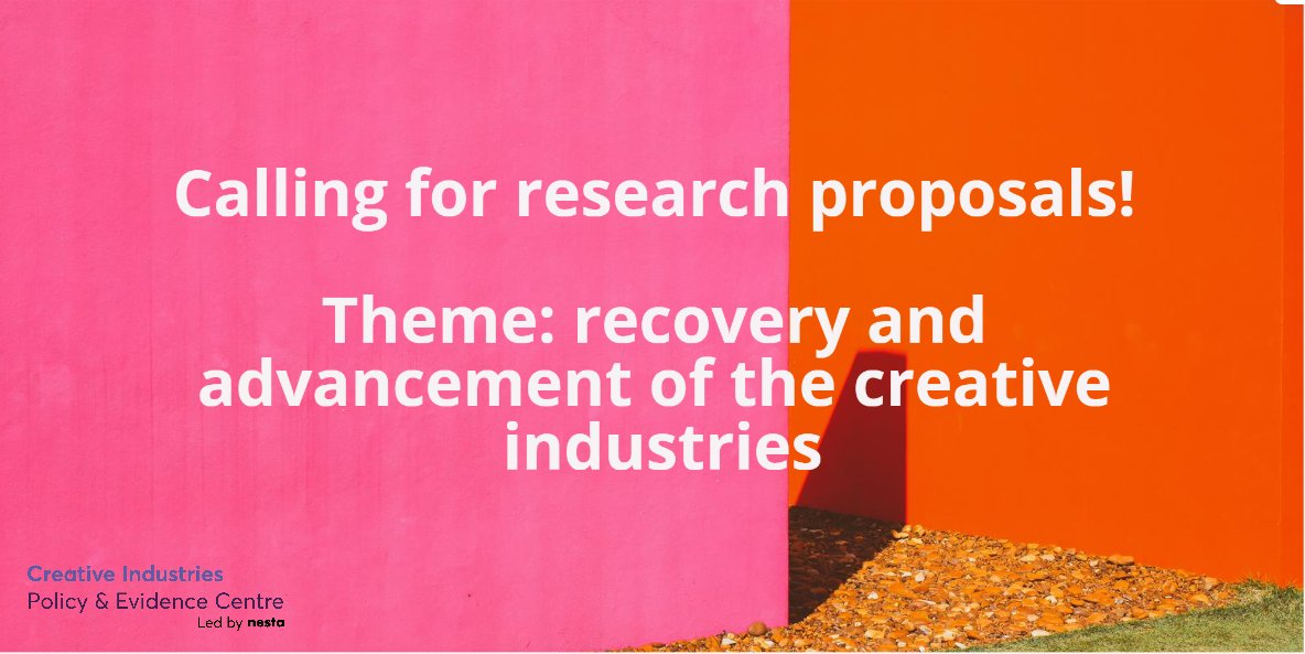 CreativePEC's tweet photo. We're excited to announce our 2nd call for commissioned research projects! Theme: recovery &amp; advancement of #CreativeIndustries. Deadlines: expression of interest by 18 June, full proposal by 23 July. Read more in the thread below &amp; on our website: https://t.co/TJ6dq6dGae 
(1/3) https://t.co/IbtamgusCM