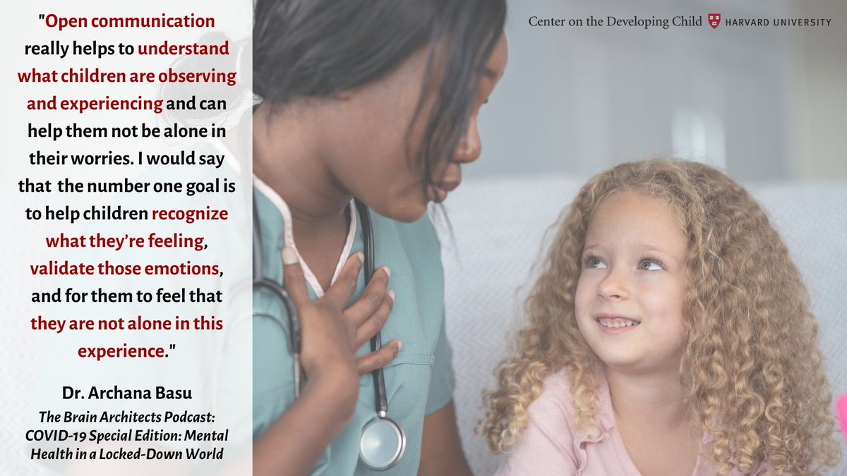 HarvardCenter's tweet image. Talking about feelings is important. By giving children language to reflect on their feelings, these conversations can support the development of emotional regulation. #BrainArchitecture #MentalHealth #MentalHealthMonth #MentalHealthAwareness developingchild.harvard.edu/resources/the-…