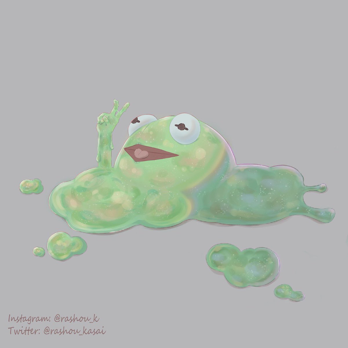 r42h0u_1's tweet image. スライムKermit the frog
#illustration
#illustrator
#graphdesign
#character
#characterdesign
#digital
#digitalart
#sketch
#art
#artwork
#kermitthefrog
#slime
#スライム