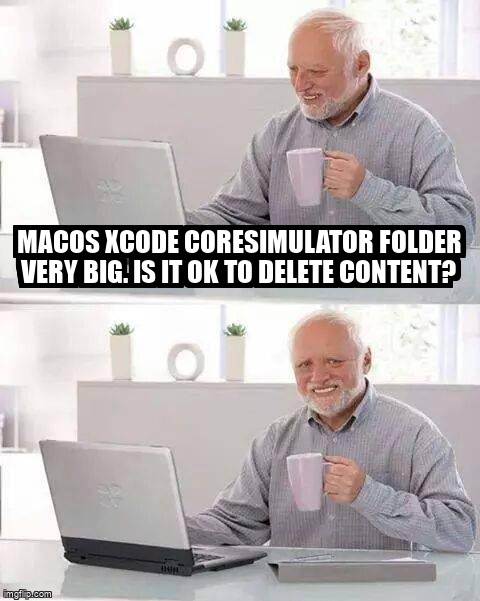 overflow_meme's tweet image. macOS Xcode CoreSimulator folder very big. Is it ok to delete content? stackoverflow.com/questions/3341… #macos #diskspace #xcode7 #xcode