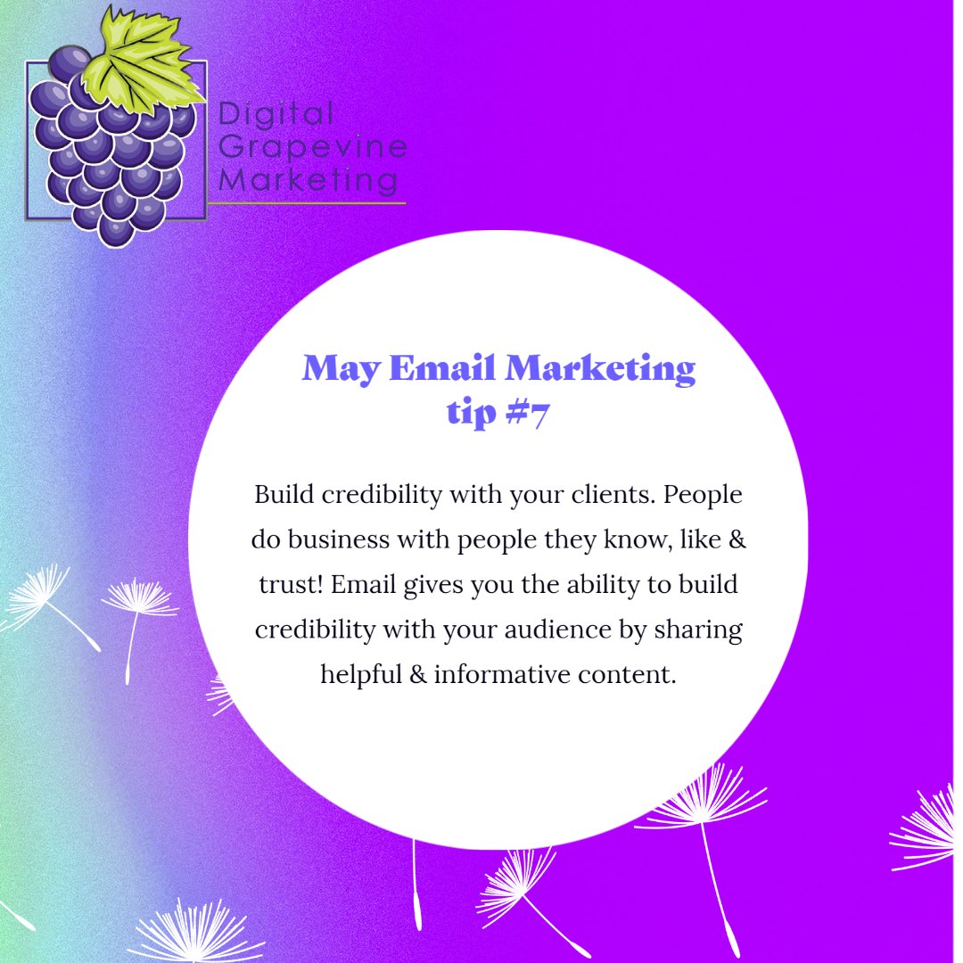 MarketingDGV's tweet photo. This month we will be talking about email marketing.
-Did you know that email marketing campaigns can build credibility with your clients?
#MayTips
#Marketing
#Business
#Sales
#EmailMarketing
#ConstantContactPartner
#Budget
#Credibility https://t.co/TsJxRQNmDL