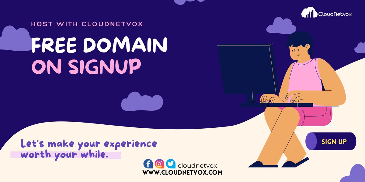 cloudnetvox's tweet image. Free domain on signup for 1 year #cloudnetvox #webdesign #design #website #graphicdesign #webdevelopment #marketing #webdesigner #digitalmarketing #branding #seo #websitedesign #webdeveloper #web #ui #ux #html #socialmedia #uidesign #socialmediamarketing #css