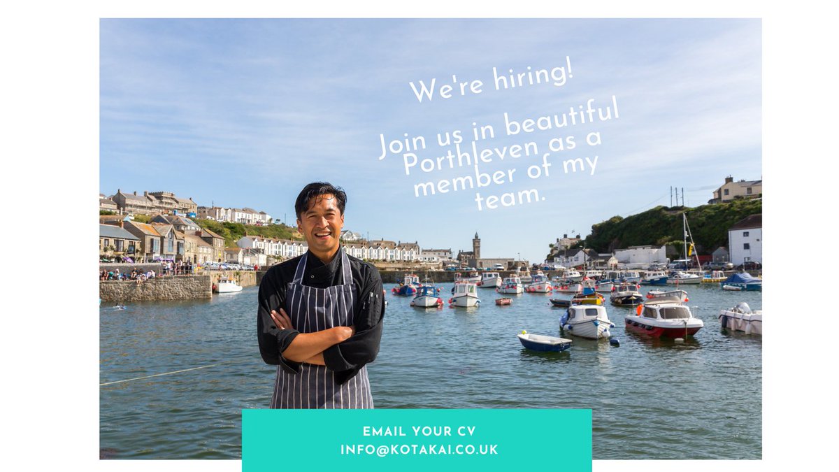 Come and work with us in #GreatBritishMenu chef Jude Kereama's Porthleven based restaurants. <a href="/KotaRestaurant/">Kota</a> and <a href="/Kota_Kai/">Kota Kai</a>

#judekereama #chefjude #Cornwall #situationvacant #foh #jointheteam