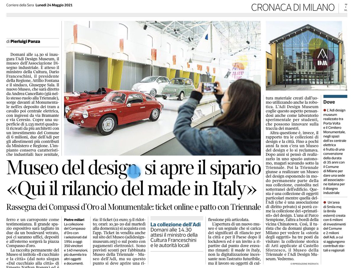 gdt62's tweet photo. #MuseodelDesign domani si apre il sipario via @Corriere @corrieremilano
“qui il rilancio del #MadeinItaly “ by @ADIassodesign con la rassegna dei #Compassidoro
Sarà presente anche la #StoriaDiInnovazione #Olivetti by @ArchOlivetti @OlivettiOnline https://t.co/YMN6eupRXn