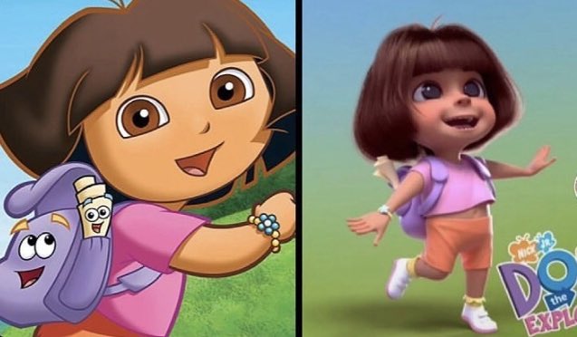mollieisshort's tweet photo. what the fuck did they do to my gal Dora and why https://t.co/tXwWAKHzBy