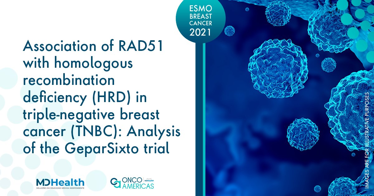 #RAD51 independently predicts clinical benefit from adding carboplatin to neoadjuvant chemotherapy in triple-negative #breastcancer TNBC. Analysis of the GeparSixto trial was presented during #ESMO Breast Cancer 2021: bit.ly/34eorBw