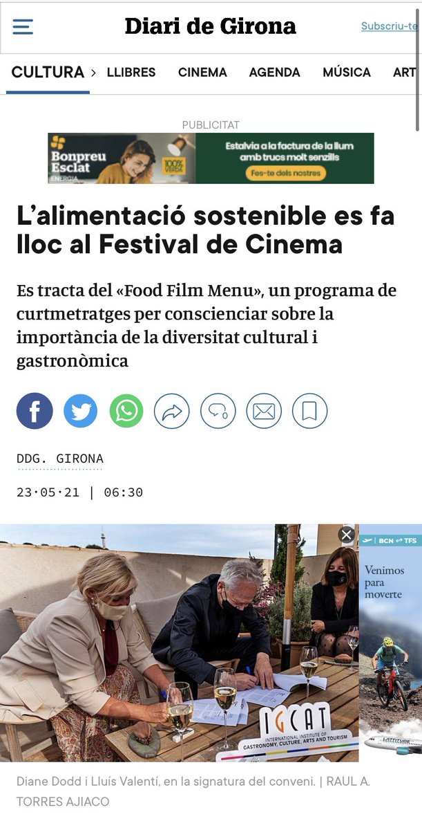 L’alimentació sostenible es fa lloc al Festival de Cinema de Girona.
