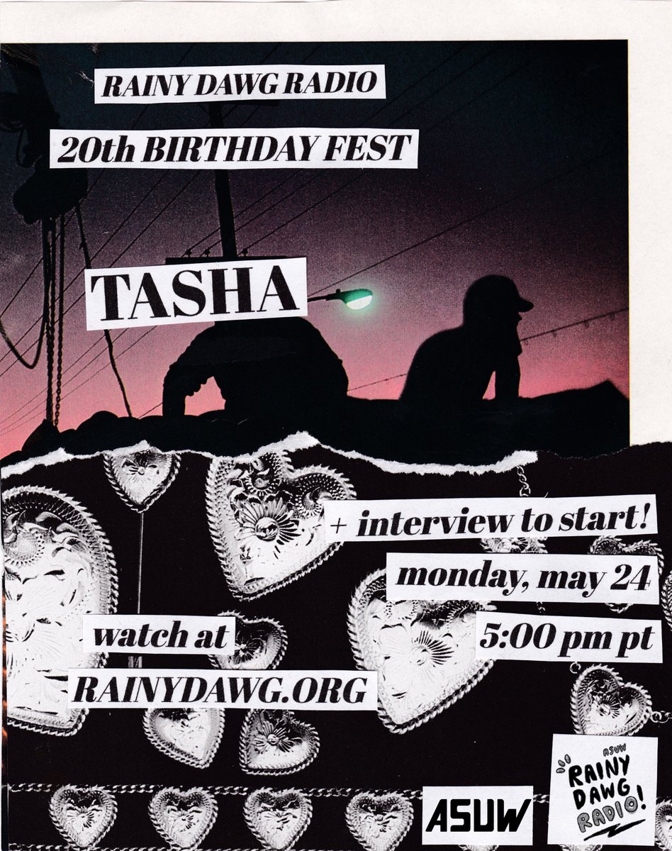 Rainy Dawg Radio presents TASHA <a href="/wowtashawow/">tasha</a> for the first day of 20th Birthday Fest! Celebrate the station’s birthday Monday, May 24 at 5pm for an interview and performance. Tune in at RAINYDAWG.ORG!