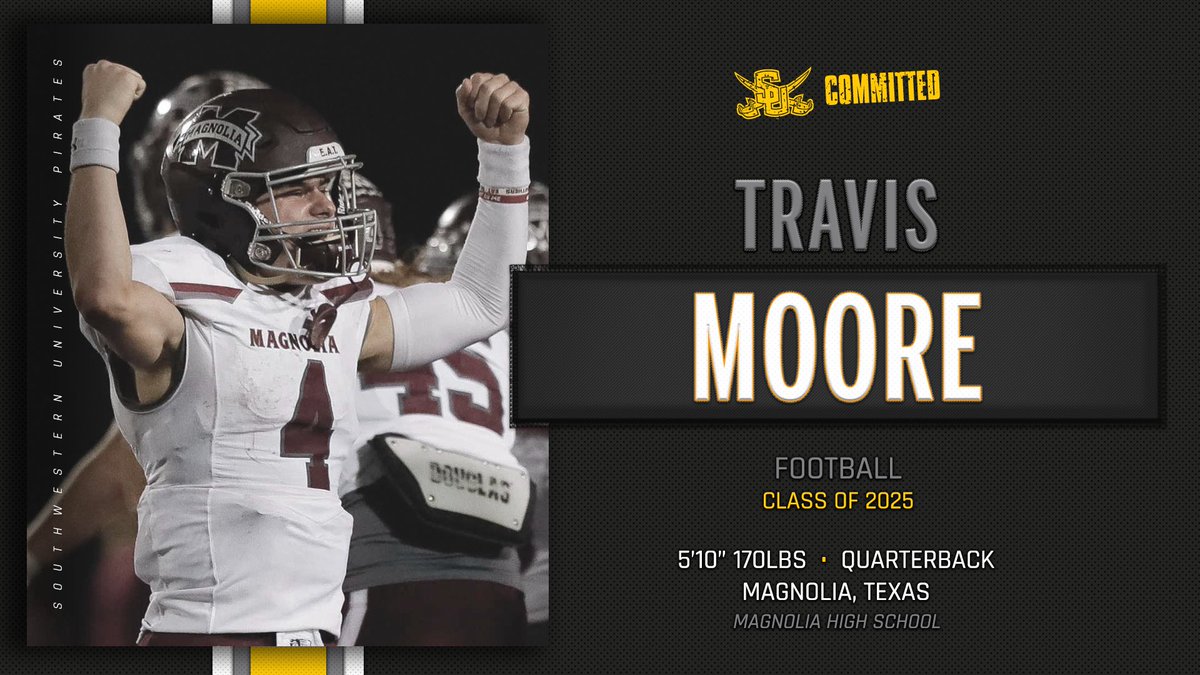 SUPiratesFB's tweet photo. #SUPirates football welcomes @DogFootball QB Travis Moore @travis__moore
 #GoPirates | #BeSouthwestern https://t.co/c1nmK5bV6E