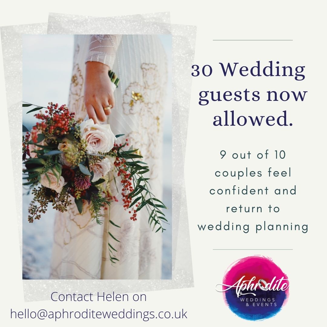 So glad to see couples are feeling more confident and able to plan their weddings, with 30 guests for now.
#WeddingPlanner  #weddingplanning #wedding30  #microwedding #microweddingplanner #postcovidweddings #lockdowneasing