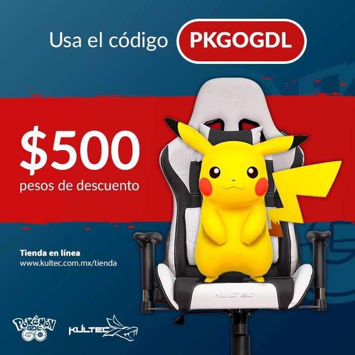 PokemonGo_GDL's tweet image. ¿Ya Utilizaste el Código? Descuento de $500 pesos con @Kultecmx! Usa el Código PKGOGDL 💯🎮 #PokemonGO

Sillas Gamer #SerieX2 y #SerieGT Disponibles en ➡️ kultec.com.mx/tienda #GDL 

#ComunidadKultec