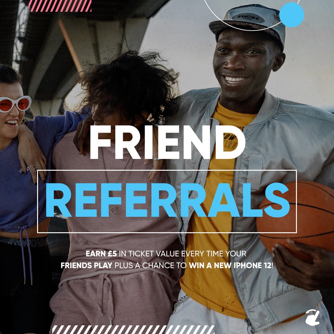 DBSBCompetition's tweet photo. Refer a friend after you’ve purchased your ticket and earn £5 GBP in ticket value every time your friends play + a chance to #WIN a new IPHONE 12 🔥 https://t.co/bz5ssyNs3G