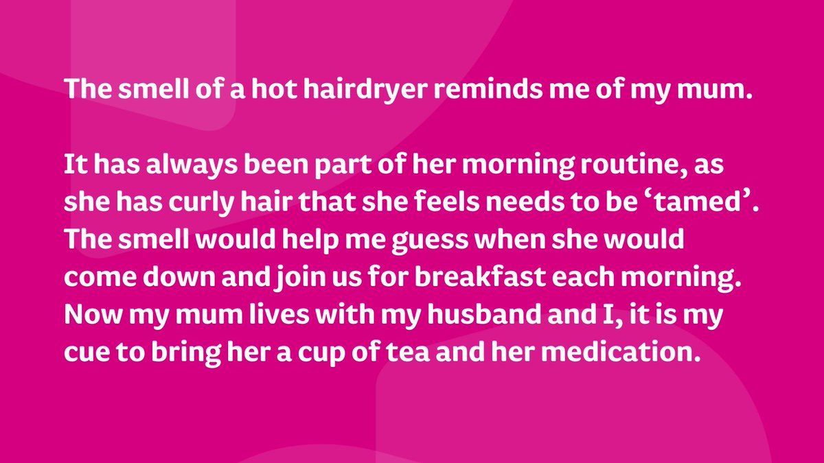 DementiaUK's tweet image. “The smell of a hot hairdryer reminds me of my Mum.&quot; A big thank you to Deanne for sharing her story with us. Do you have an object that reminds you of a loved one with dementia? Share it below 💙 #DementiaCare #MaterialCitizenship #EverydayObjects #MorningRoutine