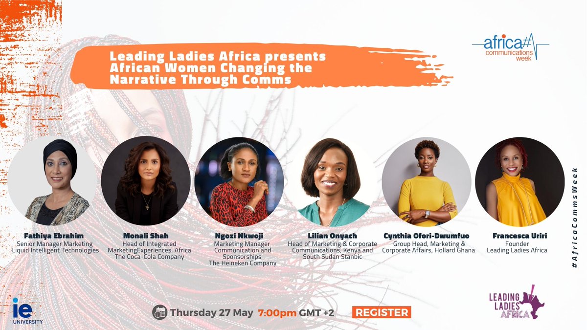 Fathimae's tweet photo. Join me this Thursday as i share my experiences with my fellow communication expert panelists. We will be discussing 'Changing the narrative through comms'. Register now
@LeadingLadiesAF #AfricaCommunicationsWeek https://t.co/SmxRydV8yI