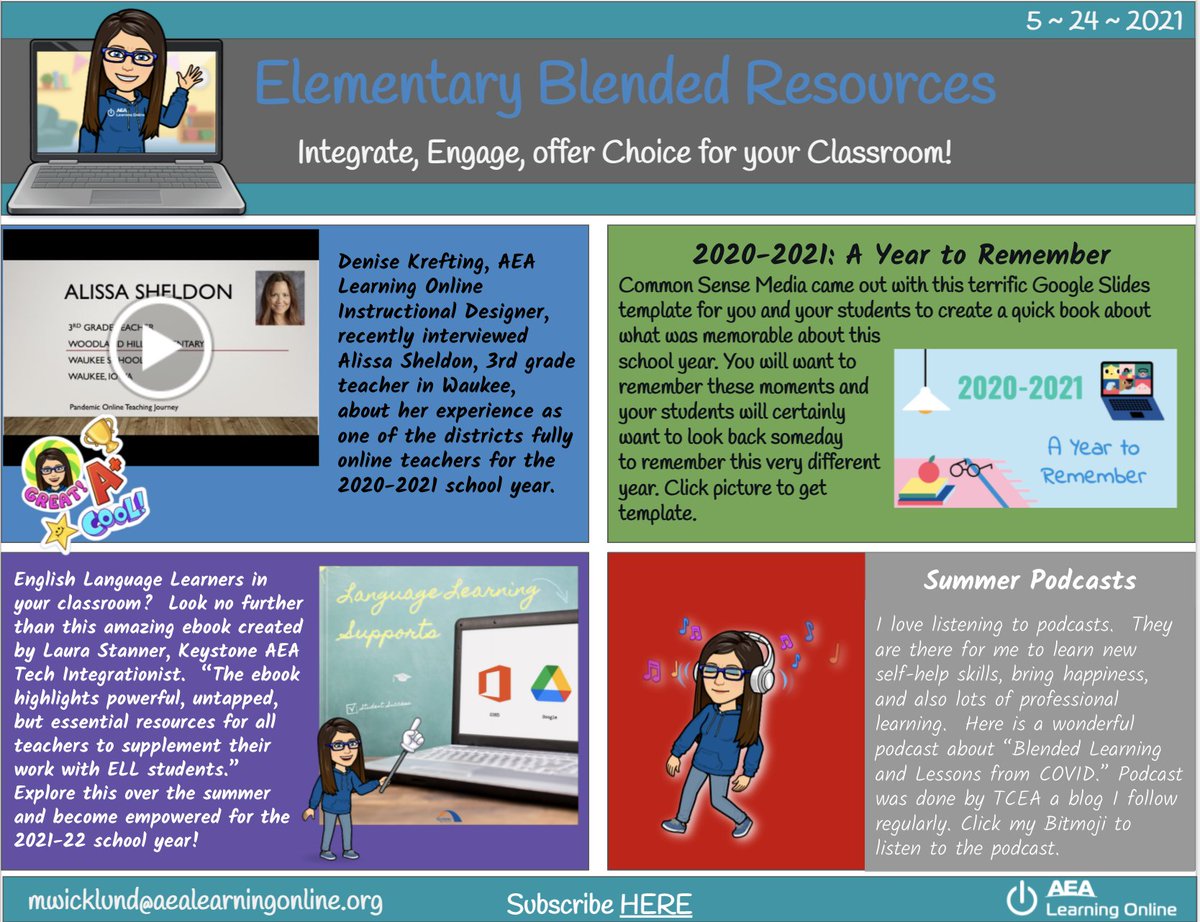 mwick23's tweet photo. Summer is almost here...here is the Elementary Blended Resources Newsletter to help you prepare for summer for you and your students! @B_Berns @olsonkelli @breabaxter @stannerl @AEAlearning @KeystoneAEA  https://t.co/SJFJJ66fPR https://t.co/6Ys9LuENPX