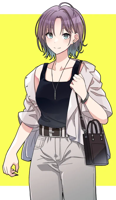 リクマロありがとうございます～!!服見た瞬間「浅倉こういうの着そ～～!」って叫びました。シルエット細くなりすぎず、ただ曲線は残しつつ…なチョイス素晴らしいと思います。街角いたらP声かけてきそう。
#浅倉透 