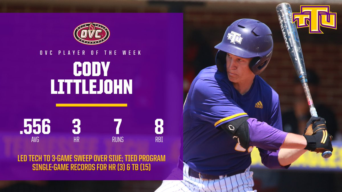 Littlejohn recognized as OVC Player of the Week, Collegiate Baseball National Player of the Week

📰: bit.ly/3vdtvlk

#WingsUp