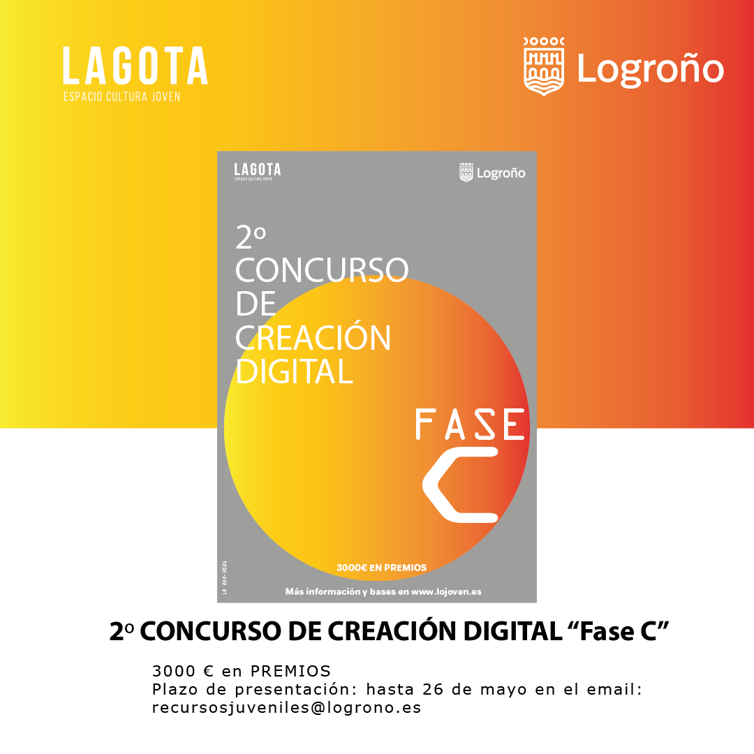 logronojoven's tweet photo. ⏳TIC TAC ⏳
#Concurso Creación #Joven #Digital #FaseC
𝗥𝗲𝗾𝘂𝗶𝘀𝗶𝘁𝗼𝘀
✅ nacidos o empadronados en #Logroño
✅ matriculados en Centro Educativo de #Logroño
✅ Jóvenes de entre 16 y 35 años (a 31 de diciembre de 2021)
➕ 𝕀𝕟𝕗𝕠 🔗
https://t.co/fDyzPvdLR9 https://t.co/5fLFEXTaSZ