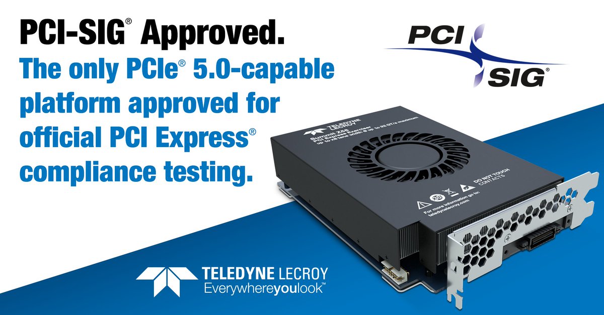 TeledyneLecroy's tweet photo. #TeledyneLeCroy is pleased to announce the first #PCIe 5.0-capable platform approved by the #PCISIG for official #PCIExpress #ComplianceTesting, the Summit Z58 #ProtocolExerciser Analyzer! Read the full release: https://t.co/9CCMIXl9WY #pcie5 #protocolanalyzer https://t.co/rj4mA6yYp8