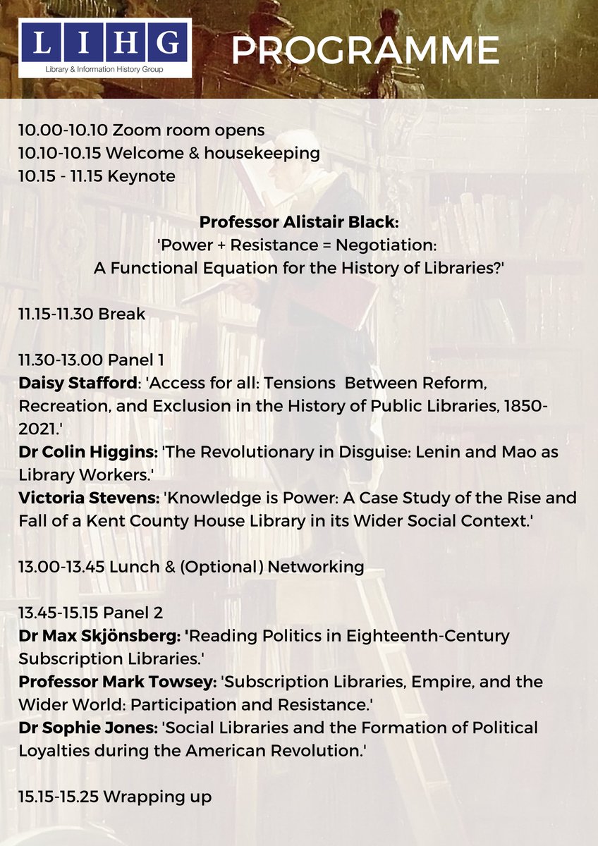 Happy to announce that our <a href="/CILIP_LIHG/">CILIP Library and Information History Group</a> conference is open for registration!!

We'd be delighted to have you join us!!!

eur03.safelinks.protection.outlook.com/?url=https%3A%…

#libraryhistory #libraries #power