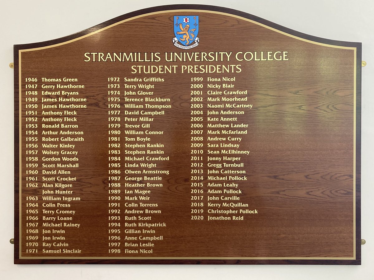 Honoured to have my name added to such a list of amazing past Presidents at <a href="/stranbelfast/">Stranmillis University College</a> <a href="/stransu/">Stranmillis SU</a> One week left 😅