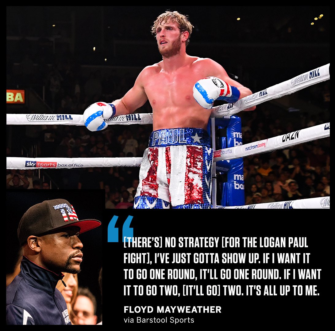 ESPNRingside's tweet photo. Floyd Mayweather believes he alone decides how long his fight with Logan Paul will last. https://t.co/g7DYxvESPf