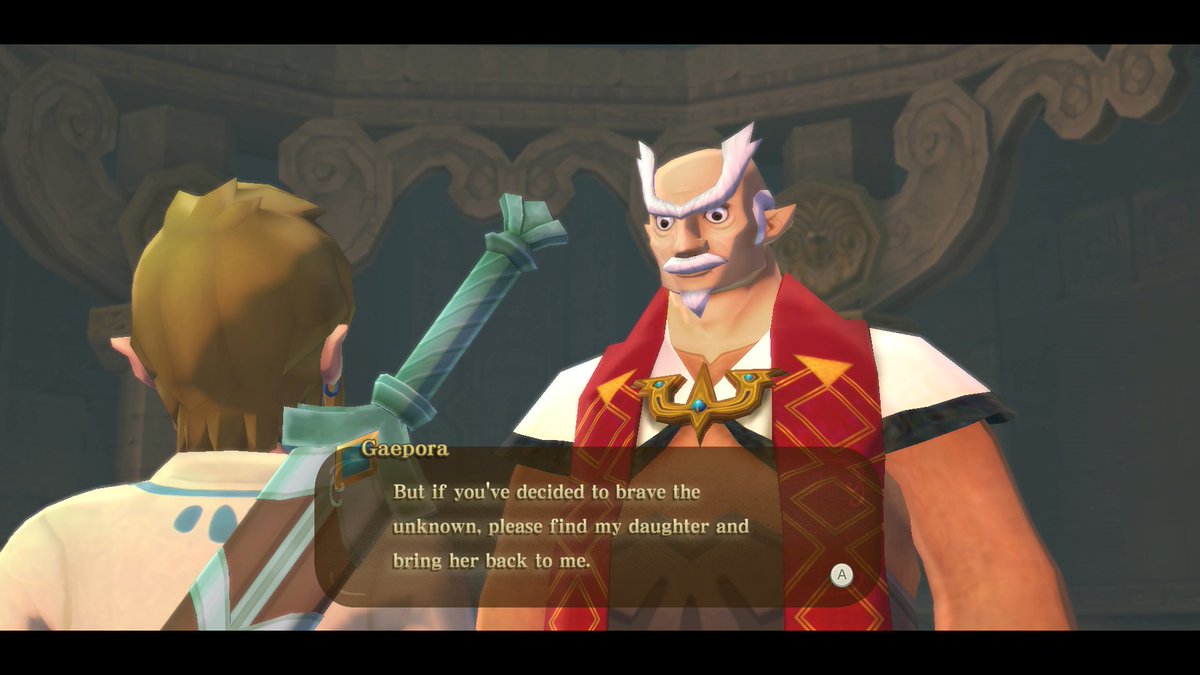 NintendoAmerica's tweet image. Zelda’s father Gaepora is the wise headmaster of the Knight Academy. He is knowledgeable of the legends of Skyloft and provides guidance for Link during his quest. Hmm...something about his appearance looks familiar. Did you get all that? #SkywardSwordHD #Zelda