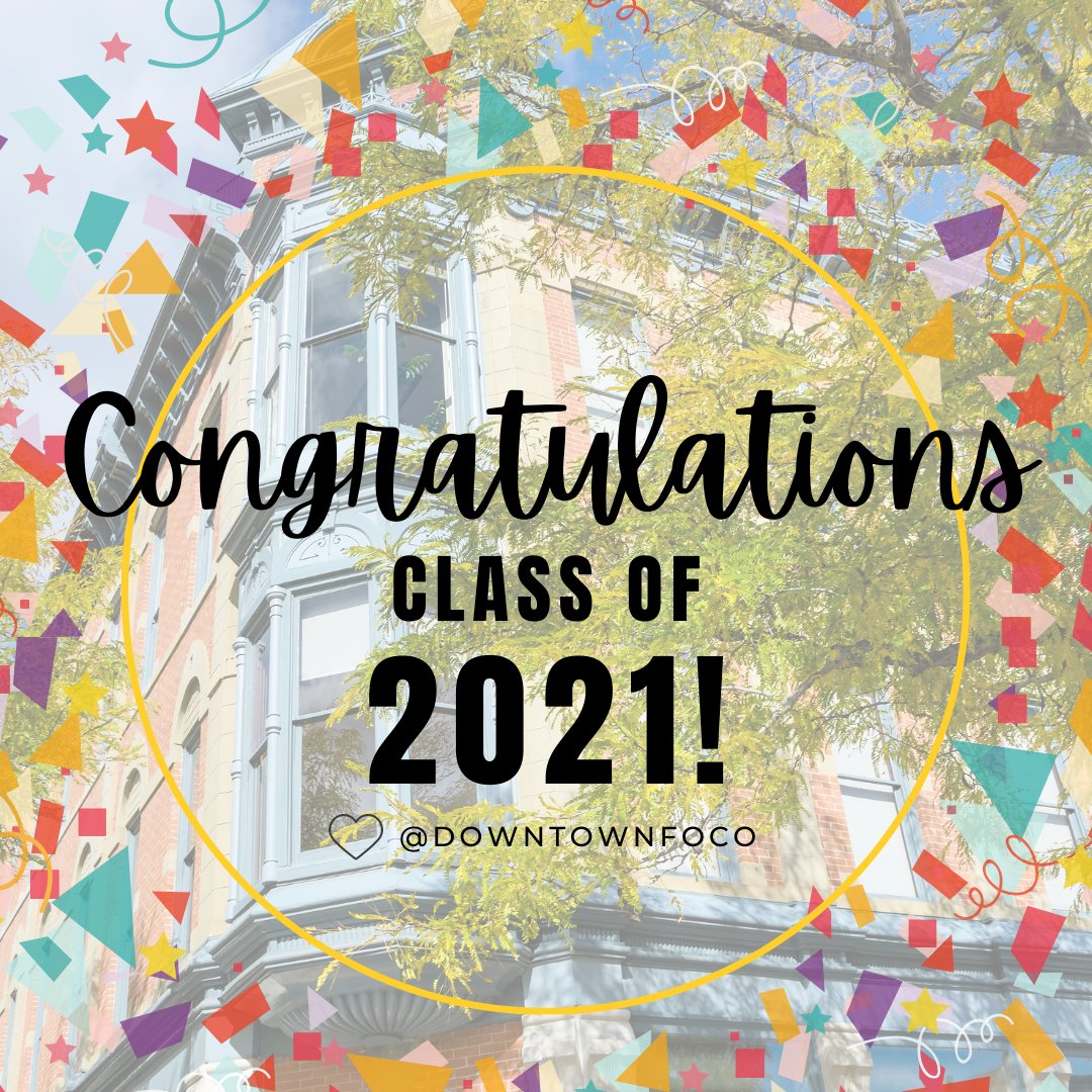 DowntownFoCo's tweet photo. Congratulations to the Class of 2021! Celebrate your success in #DowntownFortCollins. ❤️

Need ideas for your celebration? https://t.co/f2rCXIRhAJ https://t.co/Tb7aexW66x