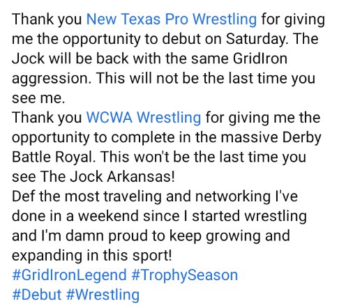 GameTimeLCMOX's tweet photo. @NewTexasPW @wcwapro 🏆🏆
#GridIronLegend https://t.co/bv2fjju24g