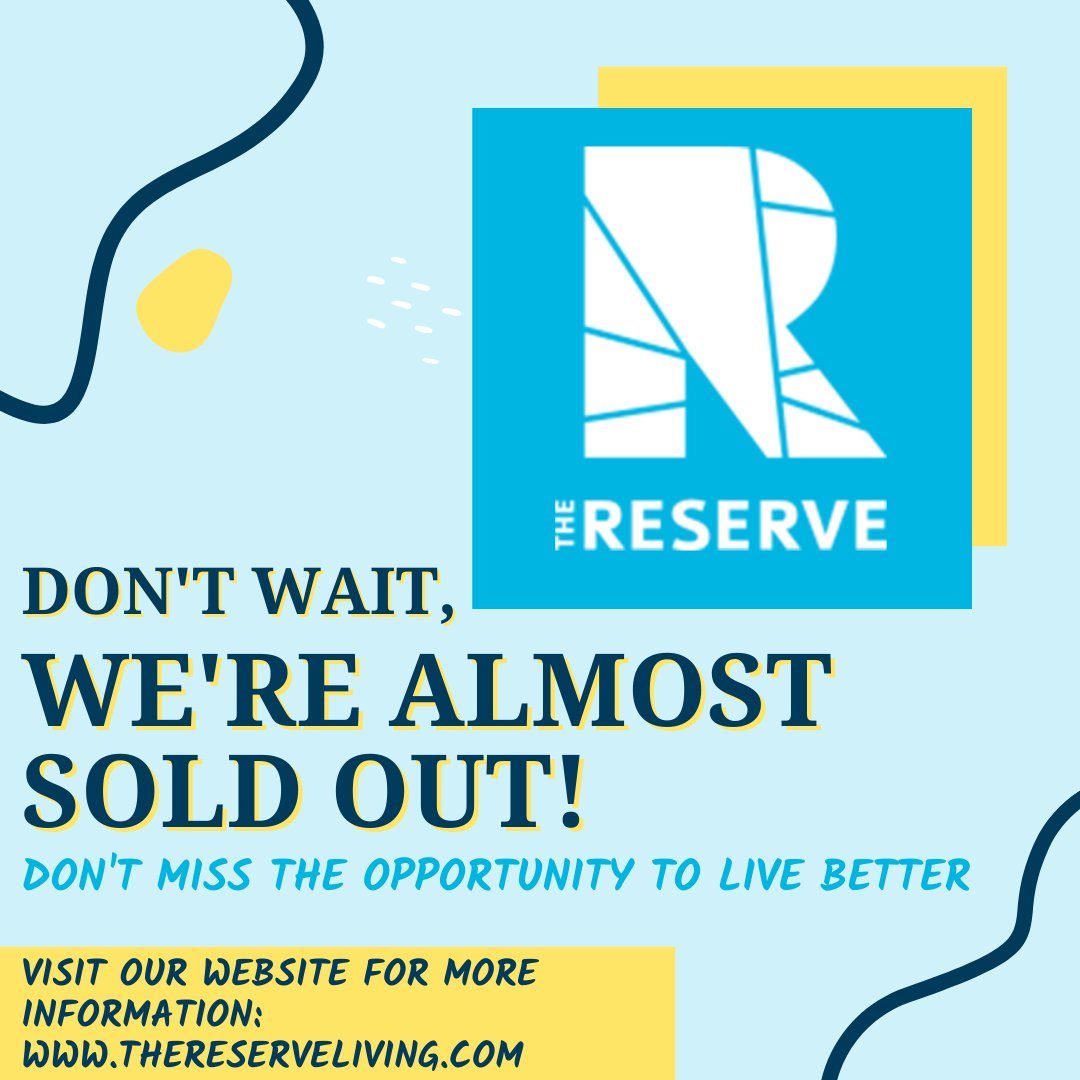 ReserveLiving's tweet photo. Make sure to let your friends know about the opportunity to live better with the Reserve! Come by the office or visit our website for addition information! https://t.co/i57uxl22mi