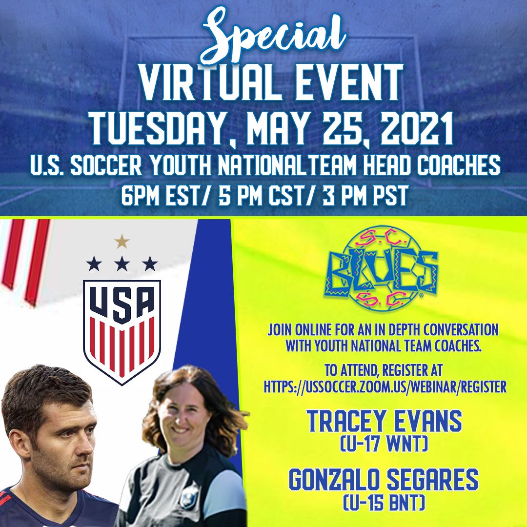 Virtual event featuring the USYNT Head Coaches! Tomorrow at 3pm! Register using the link below:

ussoccer.zoom.us/webinar/regist…