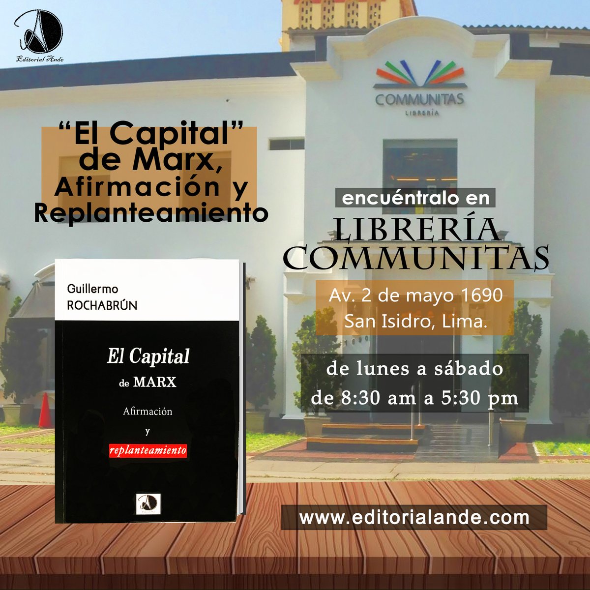 AndeEditorial's tweet image. ✅ Encuentra nuestra última novedad editorial en @libercommunitas
✅ Horario de atención: lunes a sábado de 8:30 am a 5 pm.
#EditorialAnde #libros #sociología #filosofía
#guillermorochabrun #libreria #libreriacommunitas