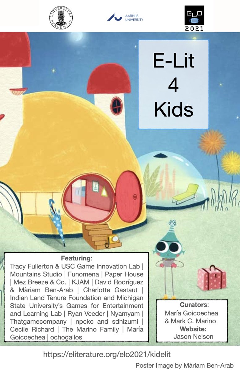 MCMarino_Kids's tweet photo. It's open! The Kids E-Lit exhibit is online, featuring 17 works of electronic literature for children,  teens and adolescents, and the young at heart! I co-curated this with @mgoicodejorge Check it out!

https://t.co/lpGO6xFMsU

#ELOppp https://t.co/yZeIRkvv1r