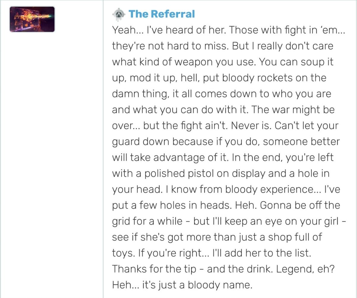 MeatyYogurt's tweet photo. Not me just realizing Valkyrie gave Rampart a referral to the Apex Games when she had that drink with Blisk 🤯🤯🤯
#apexlegends
#apexlore https://t.co/XU6zJvfdKr