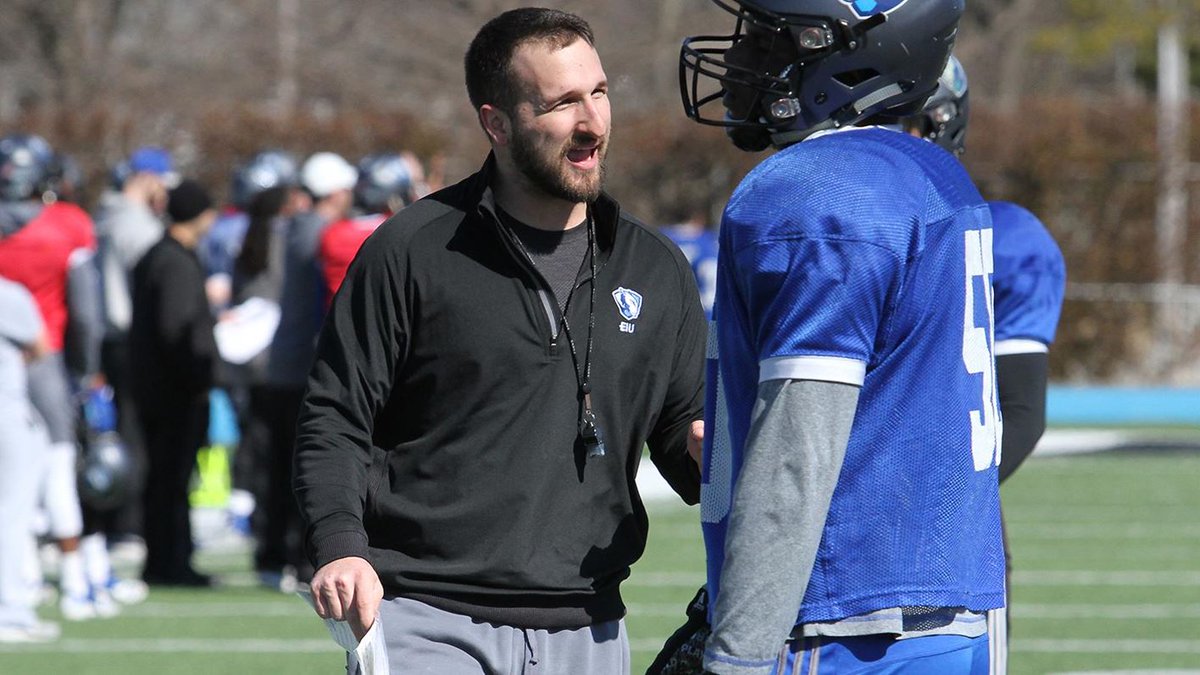 EIU_Panthers's tweet photo. The @EIUPANTHERSMFB program has elevated linebackers coach @coachGristick to the Panthers defensive run game coordinator...

In addition @ZachMentzer has been hired as the assistant director of academic services working solely with football...

https://t.co/yYNUt6gUTC https://t.co/KvAyZ1flr5