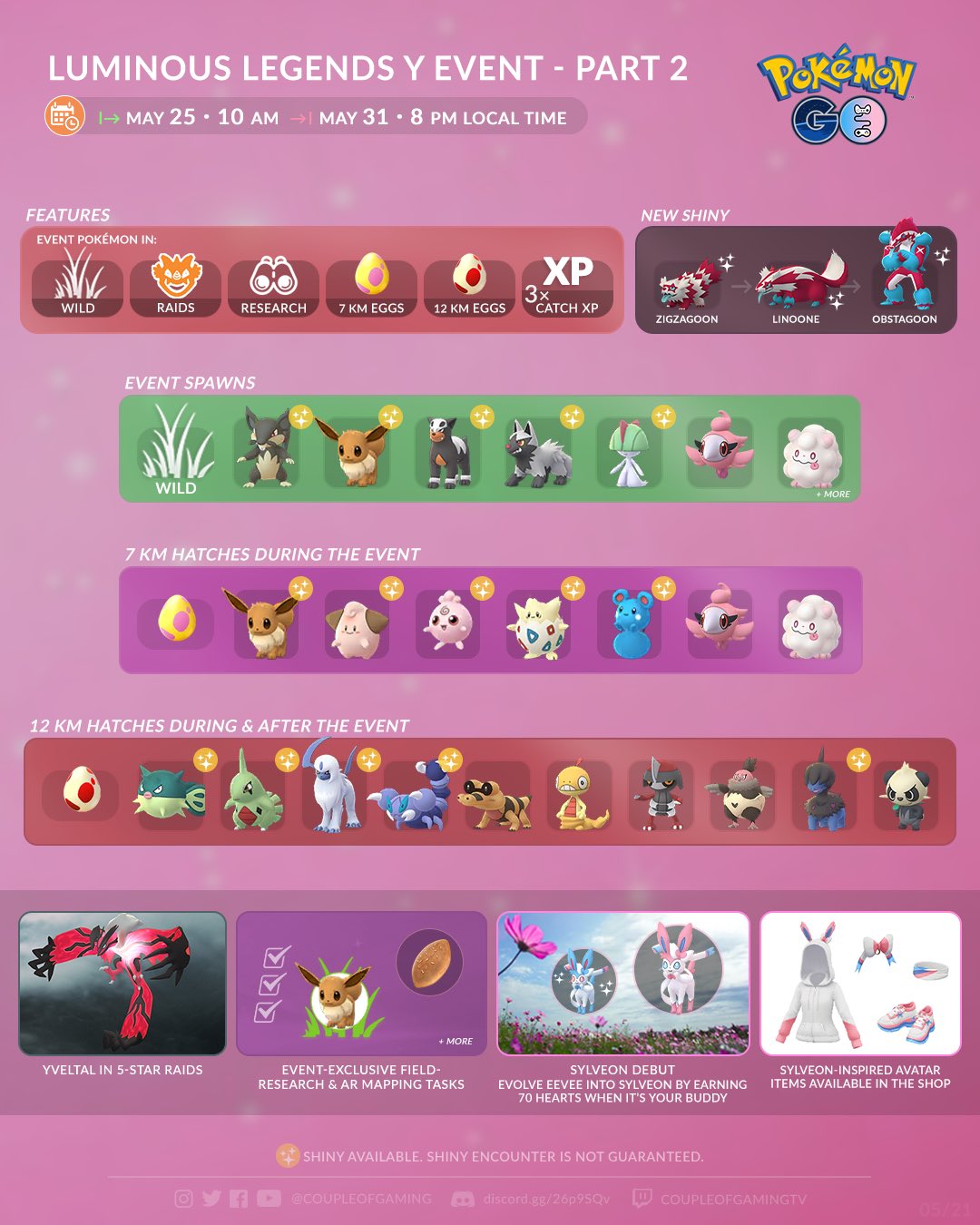 Couple Of Gaming The Luminouslegendsy Part 2 Event Has Started In Some Regions Introducing Sylveon Shinygalarianzigzagoon To Pokemongo You Can Get Sylveon By Earning 70 Hearts With