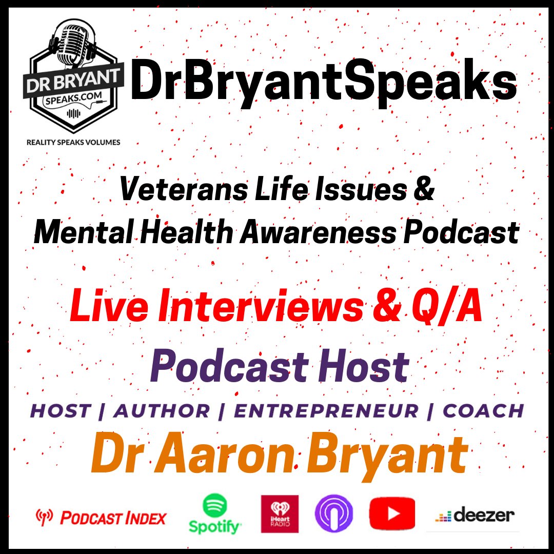 FieldTalk4vets's tweet photo. Dr. Aaron Bryant Podcast Show (DrBryantSpeaks) Hits The Reality Button That Is Not Always Easy To Hear. The Topics That Supports Mental Health Awareness, Military Families Issues, Veterans Life, And Friends. https://t.co/yQML7SHpn4
#blhfoundation #mentalhealthawareness #elon https://t.co/3tjGqxVA2v
