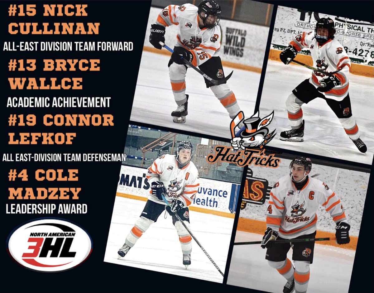 Four Jr Hat Tricks earned NA3HL East Division postseason awards!
Read the league announcement here: shrtm.nu/29gw
Congratulations, gentlemen!
#MeetTheStandard🎩